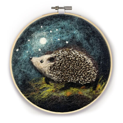 The Crafty Kit Company Ltd Hedgehog in a Hoop Needle Felting Kit - 140W x 240H x 65D