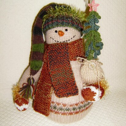 Knit Snowfamily cocoa color, toys for christmas