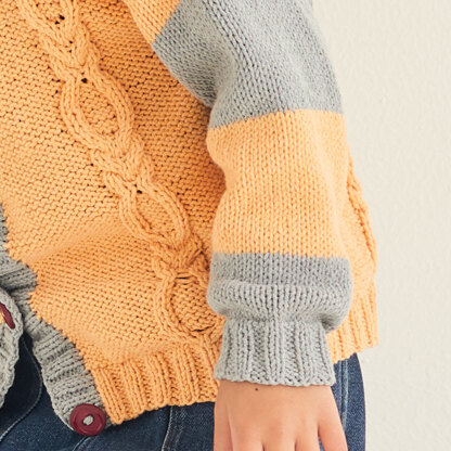 Sirdar 2532 Cabled Striped Cardigan PDF