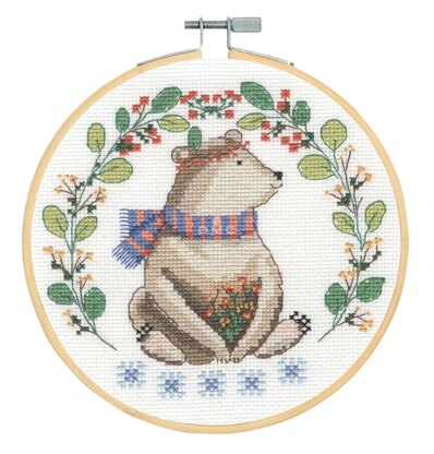 DMC Folk Bear Cross Stitch Kit - 18cm Diameter