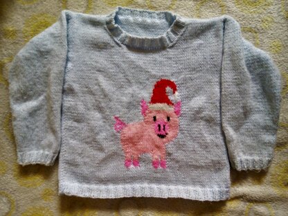 Christmas Pig Children's Jumper