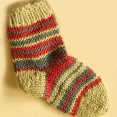Knit Child's Striped Socks in Lion Brand Wool-Ease - 70287A