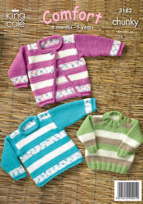 Sweaters and Cardigan in King Cole Comfort Chunky and Multi Chunky - 3182