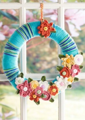 April Flowers Wreath in Red Heart Super Saver Economy Solids and Multis - LW3564