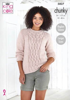 Sweater and Cardigan Knitted in King Cole Timeless Chunky - 5827 - Downloadable PDF