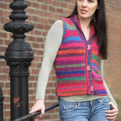 Woman’s Shawl Collar Vest in Plymouth Yarn Bazinga - 2106 - Downloadable PDF