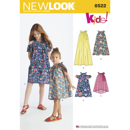 New Look 6522 Child's and Girls' Dresses and Top 6522 - Paper Pattern, Size A (3-4-5-6-7-8-10-12-14)