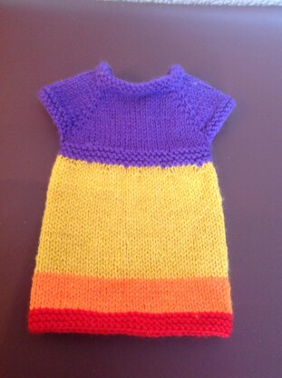 Coat of many colours and matching dress for 18 inch doll