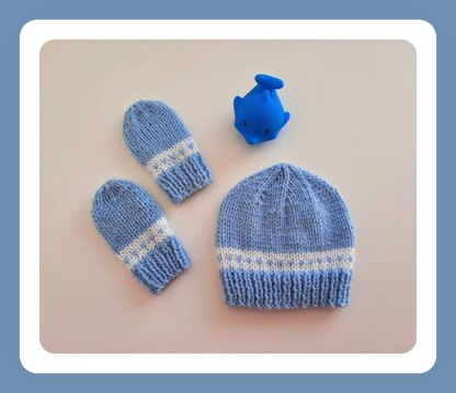 Sweet Heart Baby Hat and Mittens