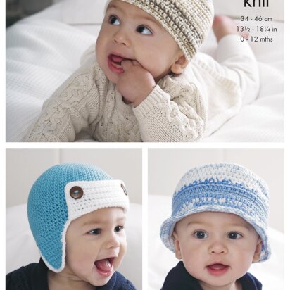 Crocheted Baby Hats in King Cole DK - 4491 - Downloadable PDF