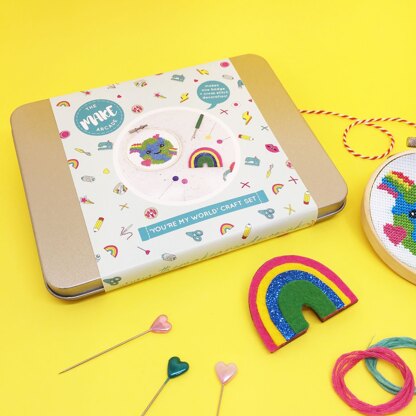 The Make Arcade You're My World Gift Set - 3in Emb Hoop, 6cm Badge
