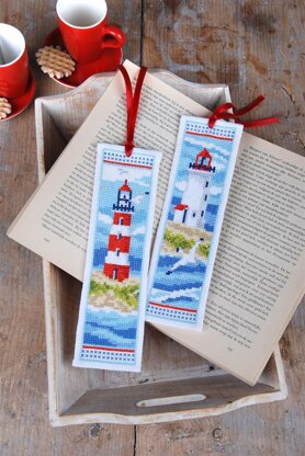 Vervaco Bookmark Kit Lighthouses Set Of 2 Cross Stitch Kit - 6 x 20 cm / 2.4in x 8in