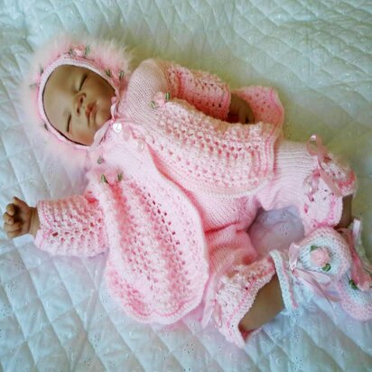 Knitting pattern Baby Reborn Doll, Matinee coat, shorts, Hat and Boots