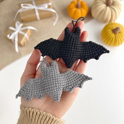 Crochet bat pattern no sew Amigurumi bat keychain charm Halloween ornament Car mirror hanger Keyring