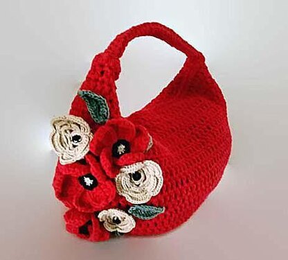 Red Crochet Flower Bag