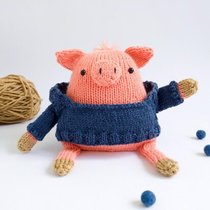 Anton the Piggy in a Hoodie - Toy Knitting Pattern