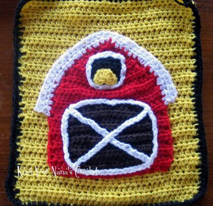 Crochet Barn Applique