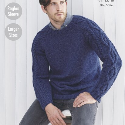 Mens Sweatres Knitted in King Cole Subtle Drifter Chunky - 5686 - Downloadable PDF