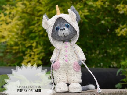 Сrochet pattern: Doll Clothes set PDF - Outfit Little unicorn for Amigurumi Doll approx. 19.5 cm