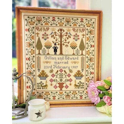 Historical Sampler Company Wedding Sampler Cross Stitch Kit - 33cm x 39cm