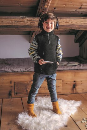 Boys Sweater with Zip up Collar in Bergere de France Barisienne - 71136-325 - Downloadable PDF