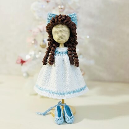 Crochet doll clothes, amigurumi doll dress, crochet doll shoes, Clara outfit