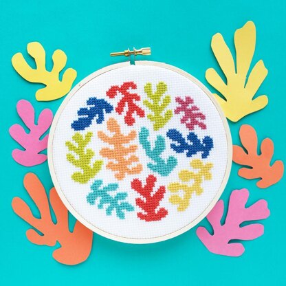 The Stranded Stitch Coral Confetti Cross Stitch Kit - 5 inches