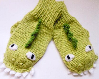 Dinosaur Dragon Mittens knit