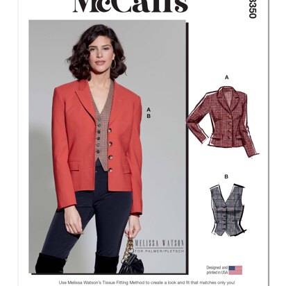 McCall's Misses' Blazer and Vest by Melissa Watson M8350 - Sewing Pattern