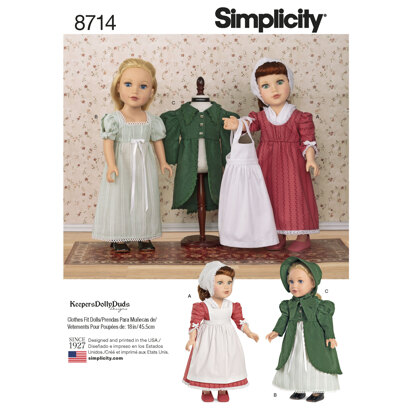 Simplicity 8714 18in Doll Clothes - Paper Pattern, Size OS (ONE SIZE)