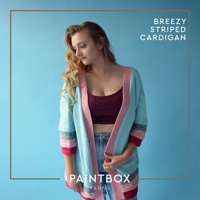 Breezy Striped Cardigan - Free Knitting Pattern in Paintbox Yarns Cotton DK and Metallic DK - Free Downloadable PDF - knitting pattern