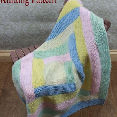 Knitting Pattern Baby Log Cabin Blanket Afghan UK & USA Terms #292