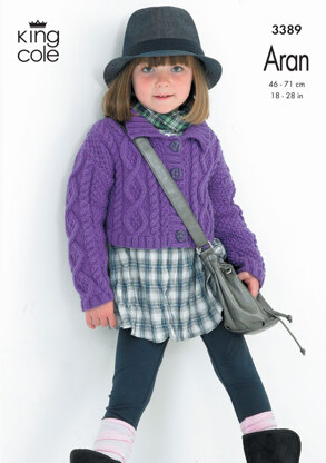 Diamond Cabled Cardigan and Waistcoat in King Cole Fashion Aran - 3389