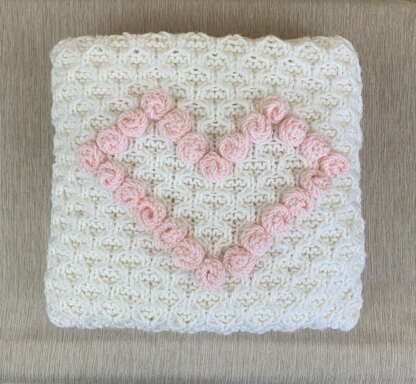 Baby Blanket with a Heart of Roses