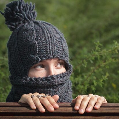 Long-Eared Beanie with Pom Poms