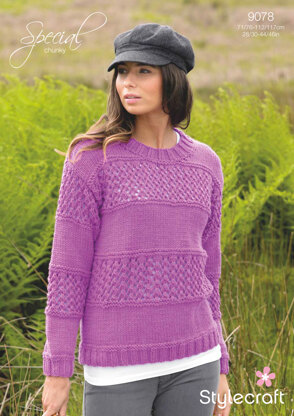 Womens' Lace Panel Sweater in Stylecraft Special Chunky