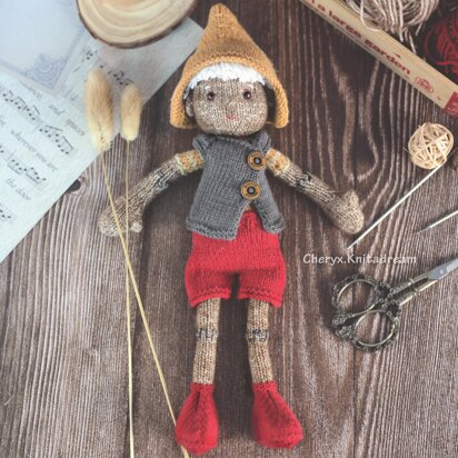 Doll Knitting Pattern - Knitted Doll Pinocchio