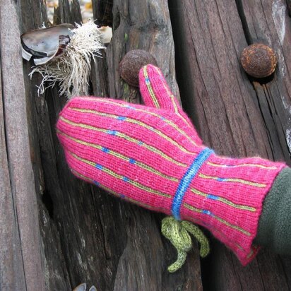 Pinstripe DK Mittens 291 - knitting pattern