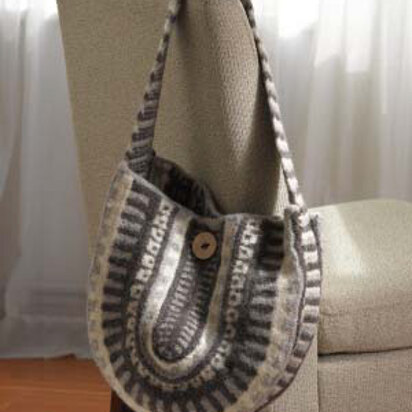 Felted Tribal Bag in Lion Brand Fishermen's Wool - L10349 - knitting pattern