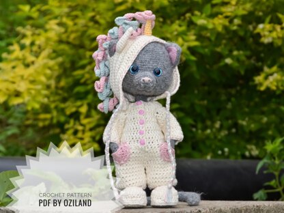 Сrochet pattern: Doll Clothes set PDF - Outfit Little unicorn for Amigurumi Doll approx. 19.5 cm