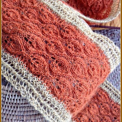 Lots of Leaves Autumn Colors Lace Knit Scarf