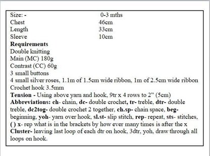 Crochet Pattern baby dress and hat UK & USA Terms #15