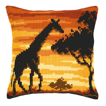Vervaco Giraffe Sunset Cushion Front Chunky Cross Stitch Kit - 40cm x 40cm