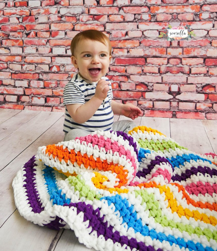 Rainbow Stripes Baby Blanket Crochet pattern by Ashleigh Kiser