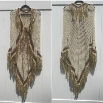 Native American Style Tribal Poncho with Sleeves