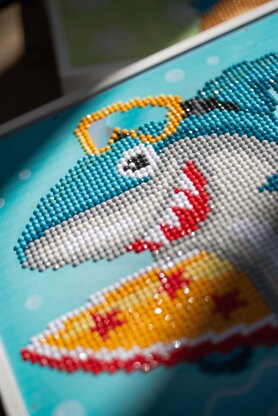 Vervaco Diamond Painting Kit Surfing Shark Diamond Painting Kit