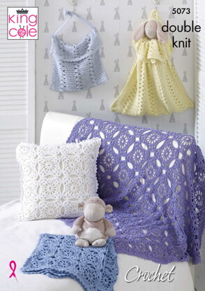 Blankets, Cushion, Toy Bag and Nappy Bag in King Cole Cottonsoft DK - 5073 - Downloadable PDF