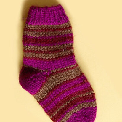 Knit Child's Striped Socks in Lion Brand Wool-Ease - 70278A - knitting pattern