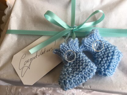 DK knitting pattern 2ins height Mini Baby Botees gift tag decoration keepsake pram charm