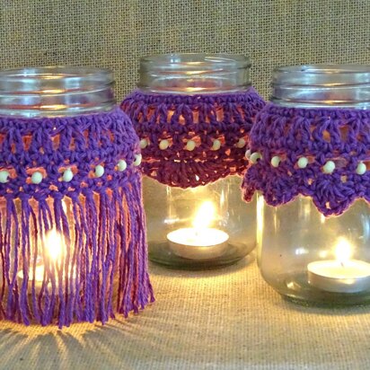 Crochet Beaded Candle Cozies